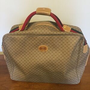 Gucci Tan and Red Travel Bag